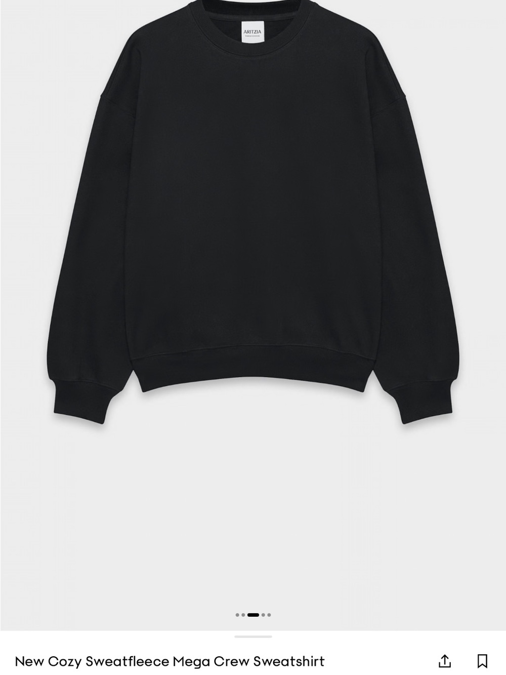 Aritzia Oversized Cozy Crew Sweatshirt - Black